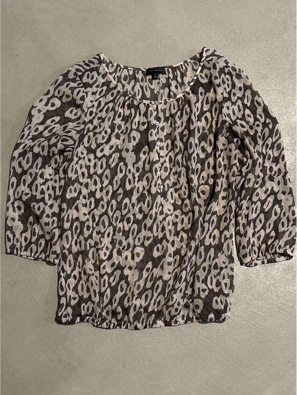 The Limited Leopard Print Sheer Blouse with Button Front